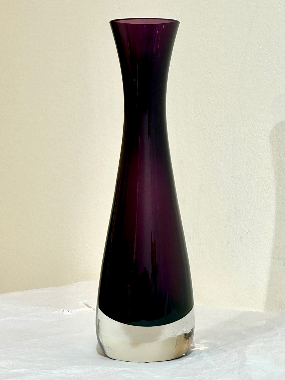Vintage Mid Century Murano Vase Deep Amethyst Purple Sommerso Bud Vase 8”